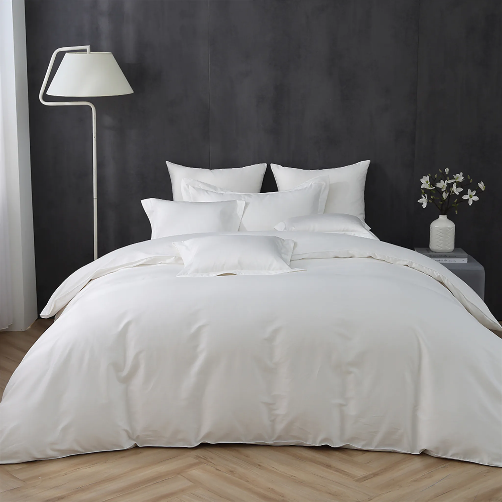 【500織匹馬棉】床包枕套組-極光白